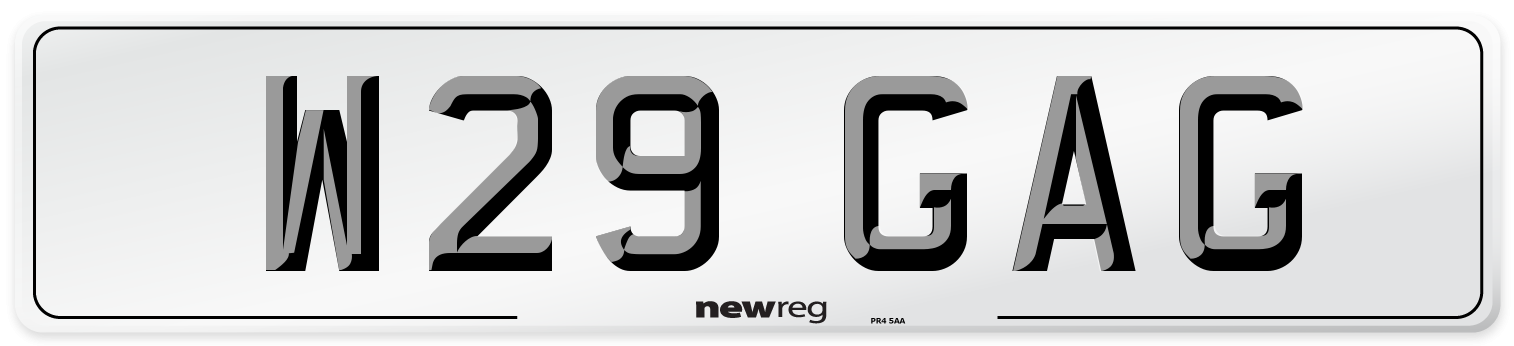 W29 GAG Number Plate from New Reg